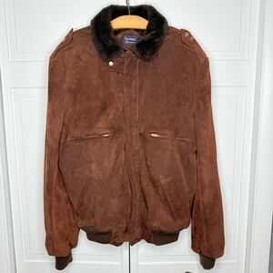 Men’s Vintage Heavy Leather Bomber Jacket Heman Dark brown Size: 56 (XL)